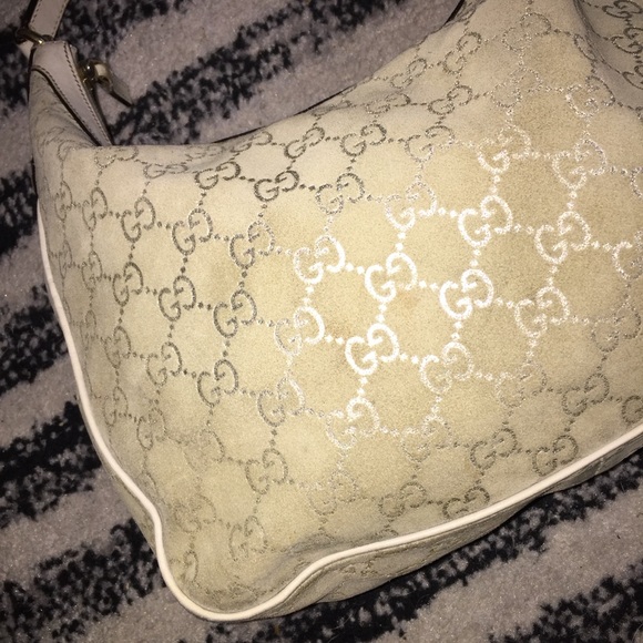 GUCCI SUEDE GG MONOGRAM MEDIUM BAG RARE CLUTCH BAG - Picture 4 of 12